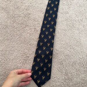 Navy and Gold Lobster Pattern Tie Lauren Ralph Lauren Silk